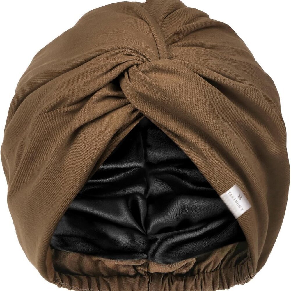 Silk Lined Hair Bonnet Satin Sleep Turban for Curly Natural Hair Travel